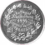 Silberne Medaille der Stadt Bielefeld für die Geflügelzüchter aus dem Jahre 1894; Vorderseite 